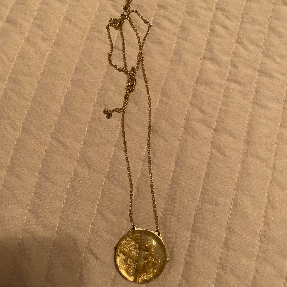 🍉 long gold chained necklace w/ stone!